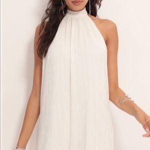 Lucy in the Sky Midnight Satin Halter Dress in Ivory-S